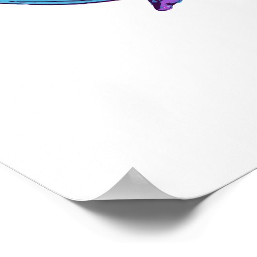 Kute Whale Art Tekening in Ocean Blue Poster (Hoek)