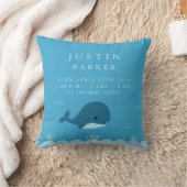 Kute Whale Birth Announement Stats Nursery Pillow Kussen (Deken)