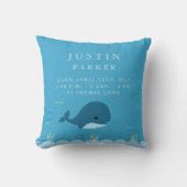 Kute Whale Birth Announement Stats Nursery Pillow Kussen (Voorkant)