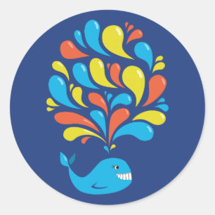 Kute Whale Colorful Cartoon Zee Ronde Sticker
