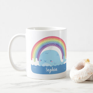 Kute Whale en Rainbow, kleurrijk, gepersonaliseerd Koffiemok