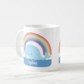 Kute Whale en Rainbow, kleurrijk, gepersonaliseerd Koffiemok (Voorkant links)