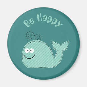 Kute Whale Inspirerend Slogan Wees blij Magneet