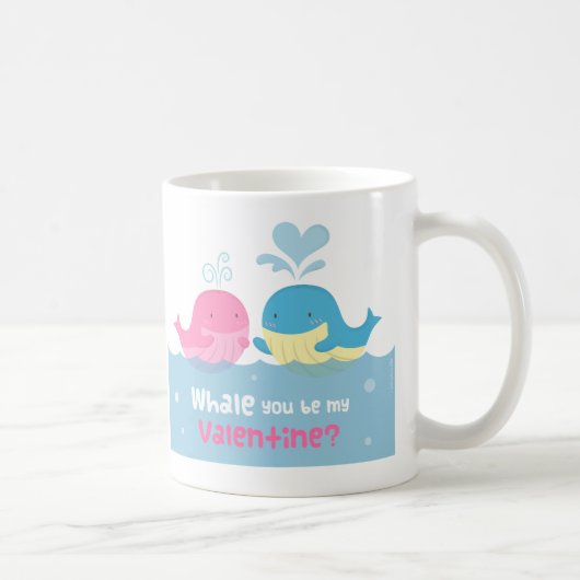 Kute Whale Je bent mijn Valentijn Love Koffiemok (Rechts)