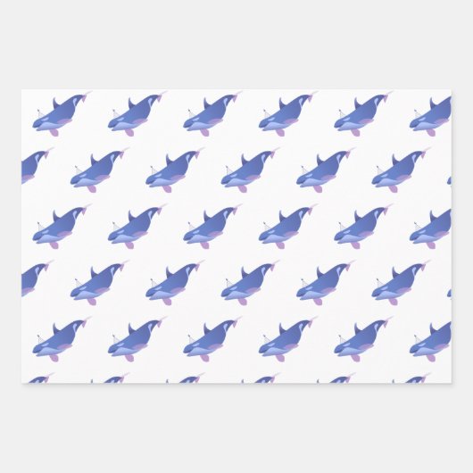 Kute Whale, Manta Ray en Jellyfish Birthday Inpakpapier Vel (Voorkant)