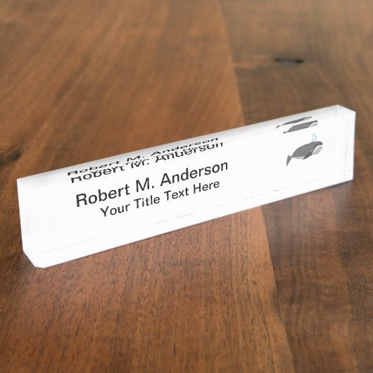 Kute Whale met aangepaste tekst Naambordje (Zijkant)