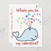 Kute Whale met hartenbedekking Kinder Valentijnse  Briefkaart (Voorkant / Achterkant)