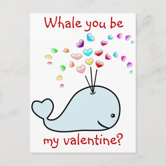 Kute Whale met hartenbedekking Kinder Valentijnse  Briefkaart (Voorkant)