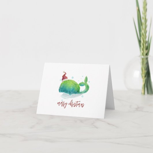 Kute Whale met Santa Hat Holiday Card Bedankkaart (Voorkant)
