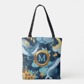 Kute Whale Nautical Ship Porthole Monogram Tote Bag (Achterkant)
