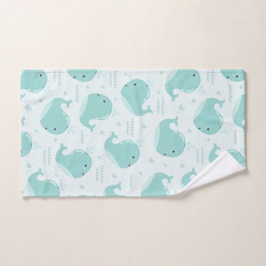 Kute Whale Patroon op Blauwgroen blauwe Kinder bad Bad Handdoek (Handdoek)