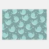 Kute Whale Patroon op Blauwgroen Blauwe Kinderen v Inpakpapier Vel (Voorkant 3)
