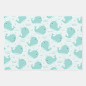 Kute Whale Patroon op Blauwgroen Blauwe Kinderen v Inpakpapier Vel (Voorkant 2)