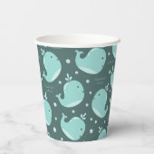 Kute Whale Patroon op Blauwgroen Blauwe Kinderen v Papieren Bekers (Achterkant)