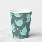 Kute Whale Patroon op Blauwgroen Blauwe Kinderen v Papieren Bekers (Links)