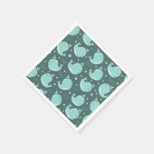 Kute Whale Patroon op Blauwgroen Blauwe Kinderen v Servet (Hoek)