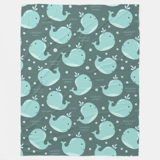 Kute Whale Pattern op Blauwgroen Blauwe Kinderen Fleece Deken (Voorkant)