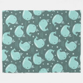 Kute Whale Pattern op Blauwgroen Blauwe Kinderen Fleece Deken (Voorkant (Horizontaal))