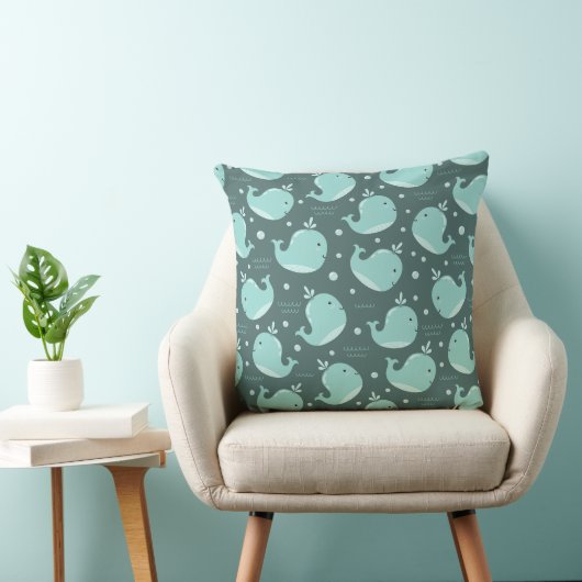 Kute Whale Pattern op Blauwgroen Blauwe Kinderen Kussen (Stoel)