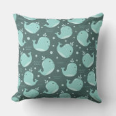 Kute Whale Pattern op Blauwgroen Blauwe Kinderen Kussen (Voorkant)