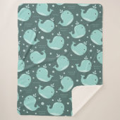 Kute Whale Pattern op Blauwgroen Blauwe Kinderen Sherpa Deken (Voorkant)