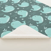 Kute Whale Pattern op Blauwgroen Blauwe Kinderen Sherpa Deken (3/4)