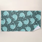 Kute Whale Pattern op Blauwgroen Blauwe Kinderen Strandlaken (Voorkant)
