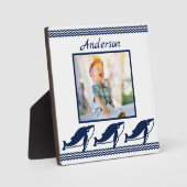 Kute Whales golft Blue Nautical Photo Lijst Fotoplaat (Voorkant)