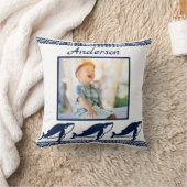 Kute Whales golft Blue Nautical Photo Lijst Kussen (Deken)