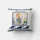 Kute Whales golft Blue Nautical Photo Lijst Kussen (Achterkant)