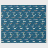 Kute Whales Scarves Winter Birthday Kinder Blue Cadeaupapier (Vlak)