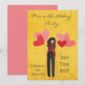 Kute whimsical ballon tween of teen girl Party Kaart (Voorkant / Achterkant)