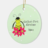 Kute Whimsical Bee Baby's eerste kerstmis Keramisch Ornament (Links)