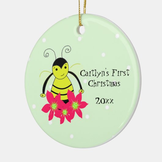 Kute Whimsical Bee Baby's eerste kerstmis Keramisch Ornament (Links)
