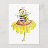 Kute Whimsical Bee op een Bloem Briefkaart (Voorkant)