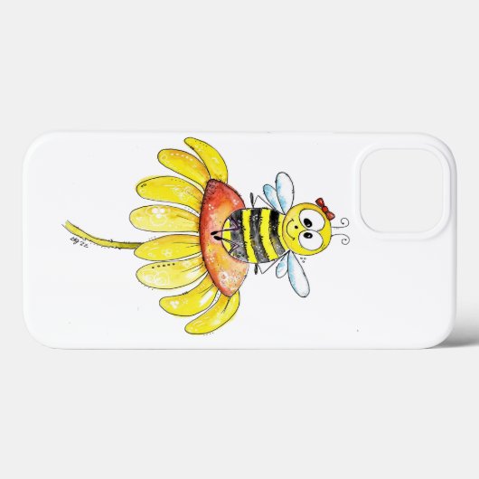 Kute Whimsical Bee op een Bloem Case-Mate iPhone Case (Achterkant (horizontaal))