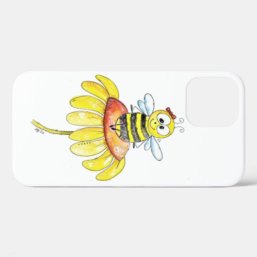 Kute Whimsical Bee op een Bloem Case-Mate iPhone Case (Achterkant (horizontaal))