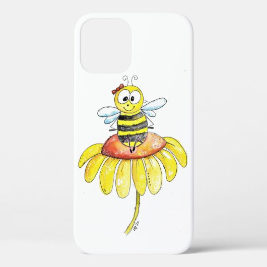 Kute Whimsical Bee op een Bloem Case-Mate iPhone Case (Achterkant)