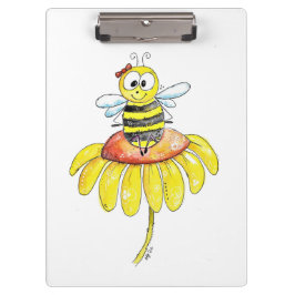 Kute Whimsical Bee op een Bloem Klembord
