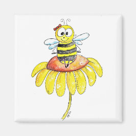 Kute Whimsical Bee op een Bloem Magneet