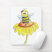 Kute Whimsical Bee op een Bloem Muismat (Met muis)