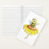Kute Whimsical Bee op een Bloem Notitieboek (Binnen)