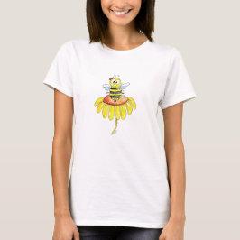 Kute Whimsical Bee op een Bloem T-shirt