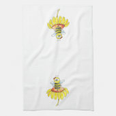 Kute Whimsical Bee op een Bloem Theedoek (Verticaal)