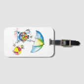 Kute Whimsical Bird op Beach Bagagelabel (Voorkant (horizontaal))