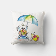 Kute Whimsical Bird op Beach