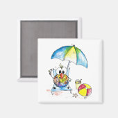 Kute Whimsical Bird op Beach Magneet (Voorkant / Achterkant)
