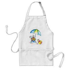 Kute Whimsical Bird op Beach Standaard Schort