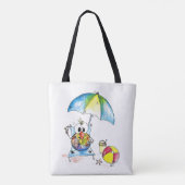 Kute Whimsical Bird op Beach Tote Bag (Achterkant)