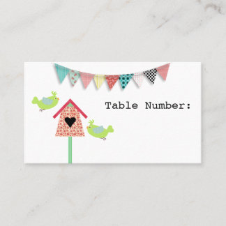 Kute Whimsical Birds and Birdhouse Table Number Plaatskaartje